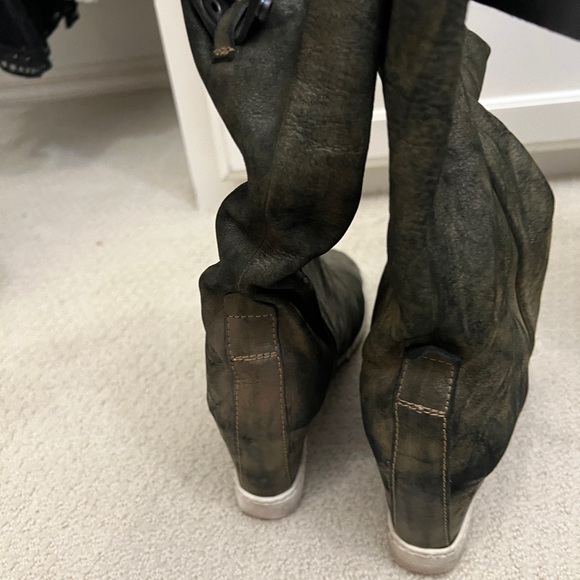 Gregory’s Amaranti army green leather & suede wedge booties 41/10 - Picture 6 of 11